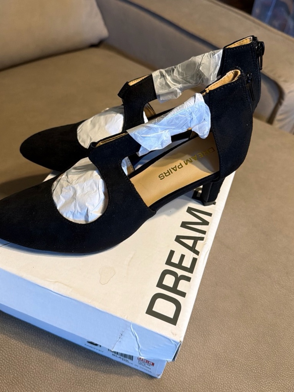 Dream Pairs Black Cutout Low Block Heel Pumps